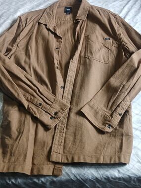 Vans Men’s Brown Canvas Overshirt Jacket Flannel Long Sleeve Size L VGC